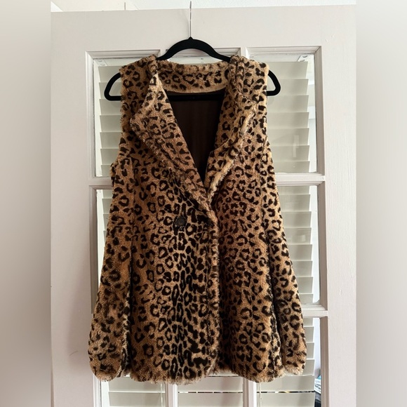 Vintage Leopard Print Fur Vest - Picture 1 of 4